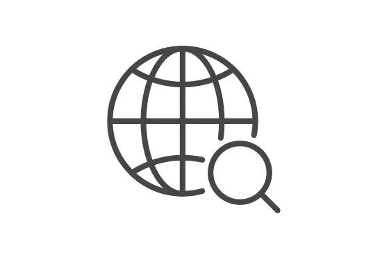 A globe with a search icon
