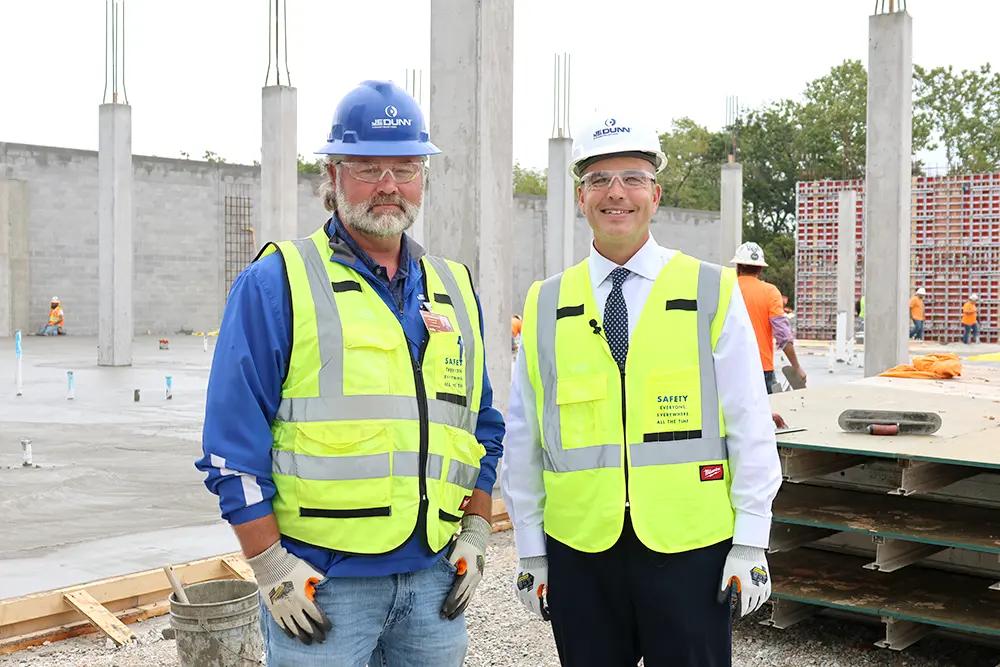 Justin Shorter and Michael Calhoun at the construction site